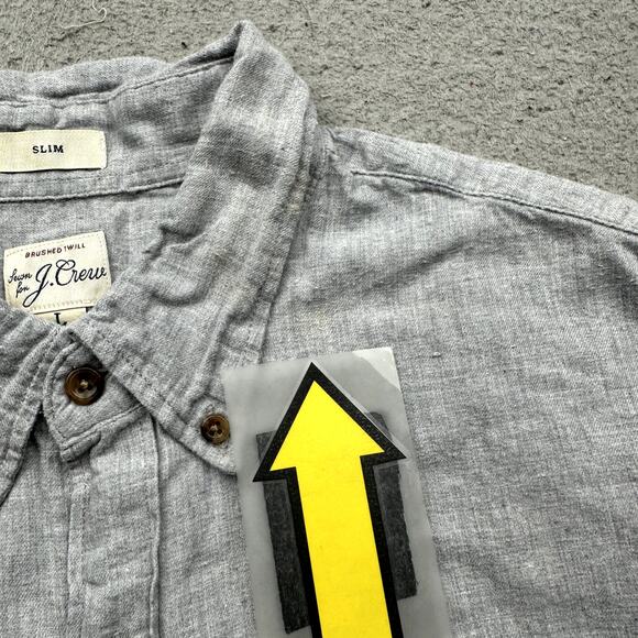 J Crew Brushed Twill Long Sleeve Button Down Shirt Mens Large Slim Gray BJ446 - Picture 8 of 12